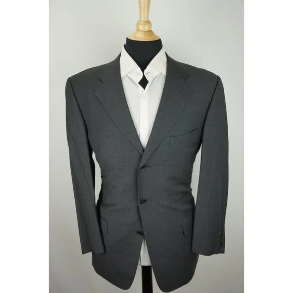 Ermenegildo Zegna Solid Gray 100% Wool Sport Coat Jacket Sz 42R